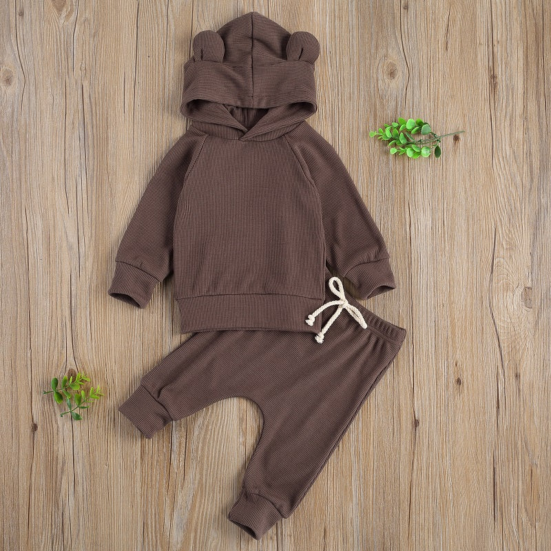 Ribbed Bear Hooded Set