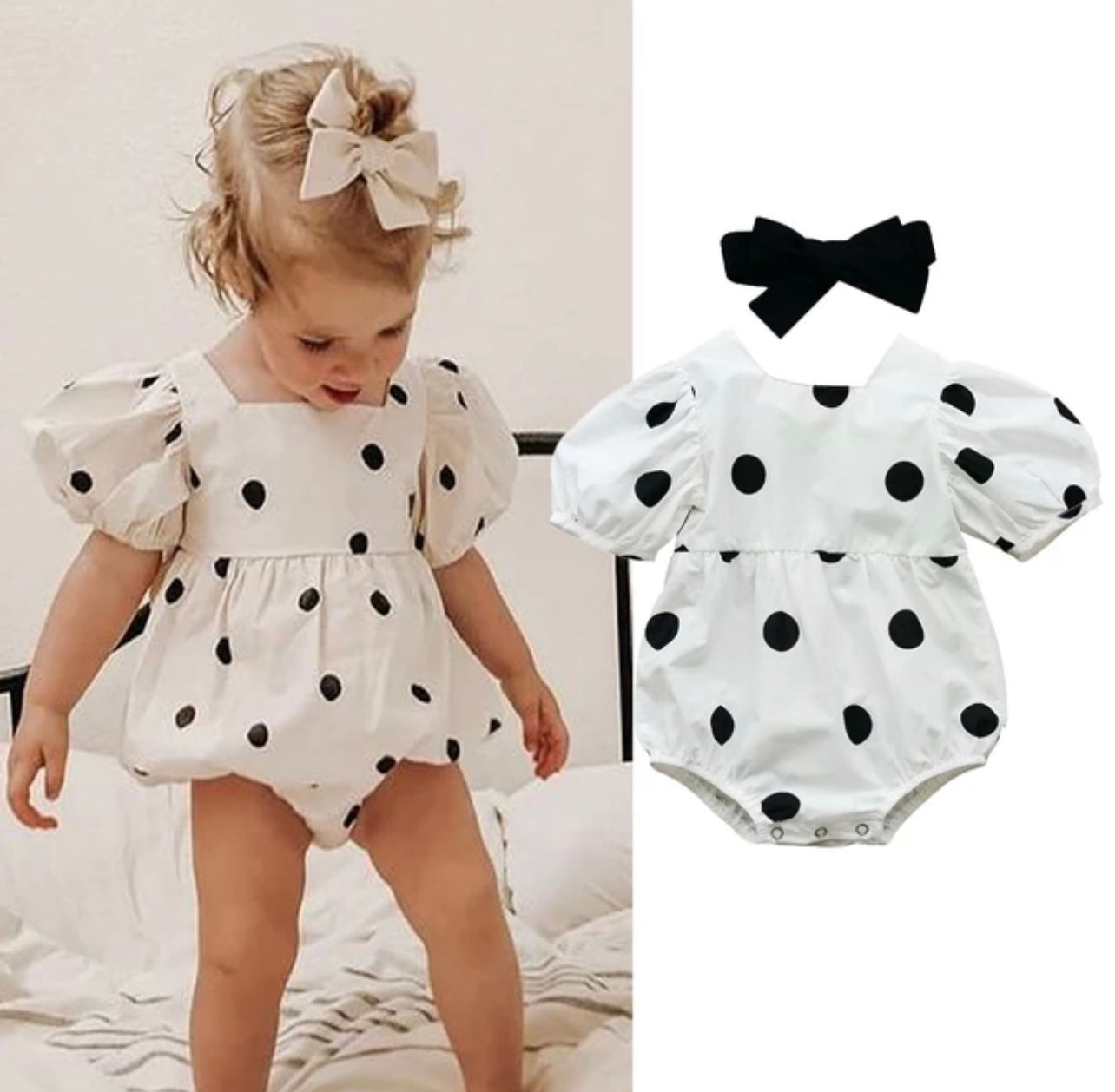 Polka Dot Romper & Bow