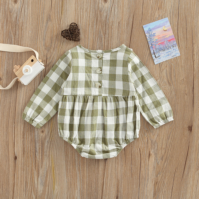 Green Gingham Romper