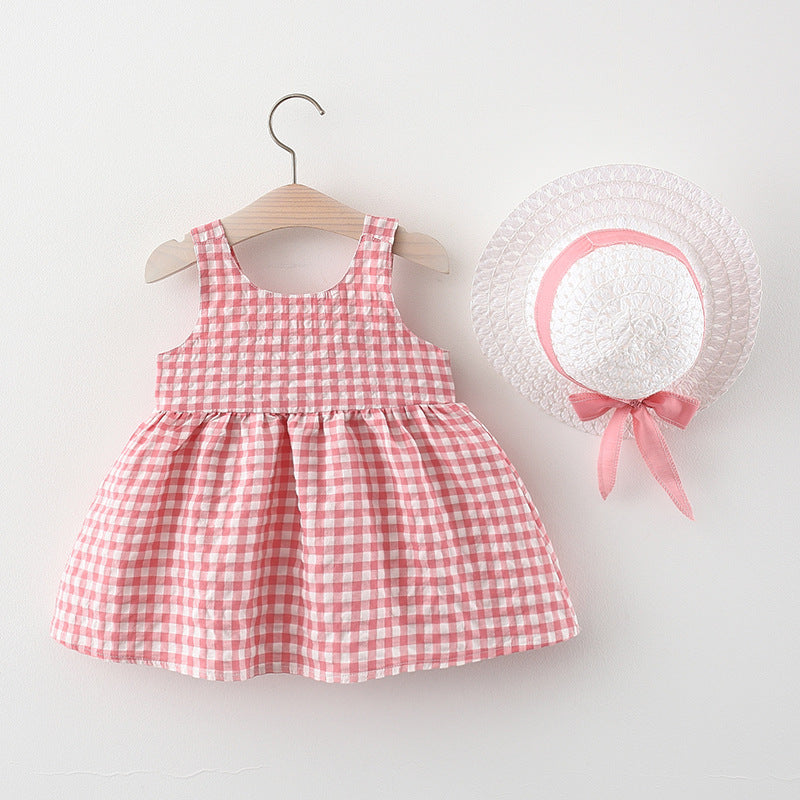 Pink Gingham Bow Dress & Hat