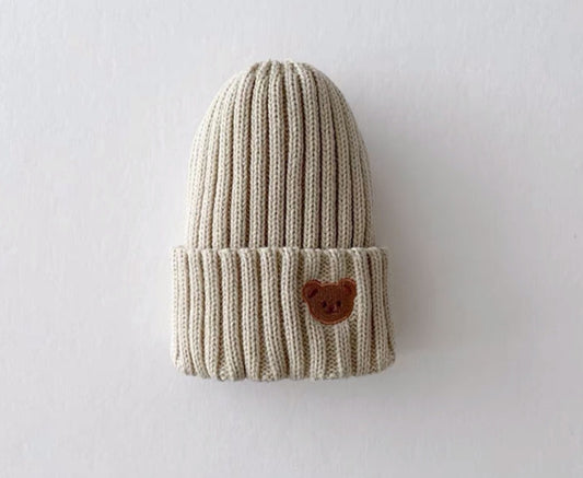 Beige Knitted Bear Hat